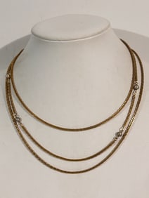 Vintage gold tone 3 strand Necklace Sz 14"