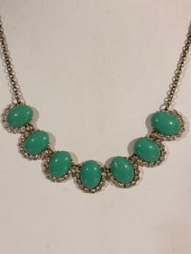 Vintage green acrylic Rhinestone Necklace Sz 19"