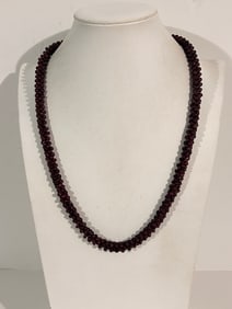 Vintage Amethyst bead heavy Necklace Sz 24"