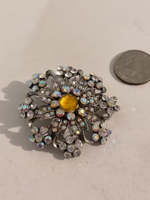 Vintage Rhinestone floral Brooch