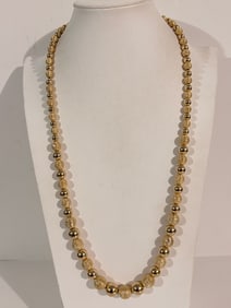 Vintage Korea Gold tone bead Necklace Sz 29"