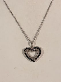 Vintage Sterling Silver double heart Necklace 18"