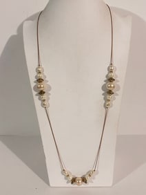 Vintage Gold tone Faux Pearl Necklace Sz 34"