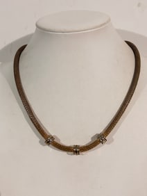 Vintage Gold tone mesh Necklace Sz 17"