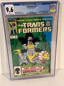 Transformers #8 CGC 9.6 w/ WHITE PAGES from 1985! Marvel 1st app Dinobots