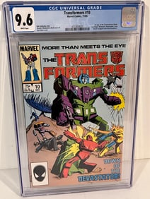 Vintage Comic Book Marvel Comics Transformers #10 CGC 9.6 1st Constructicons Devastator 1985