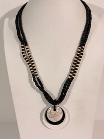 Vintage Mother Of Pearl pendant  Necklace Sz 22"