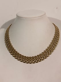 Vintage Gold tone wide choker Necklace Sz