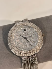Adee Kaye Watch Silver Mesh Band Crystal Rhinestones Women’s working