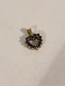 Vintage Sterling Silver gem stone heart Pendant