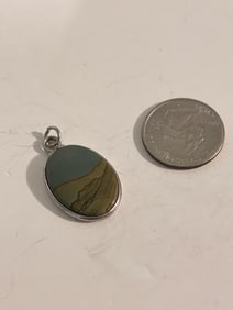 Vintage Sterling Silver Jasper Pendant