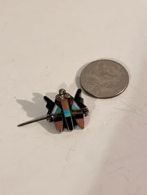 Vintage Sterling Silver Zuni Turquoise butterfly Brooch