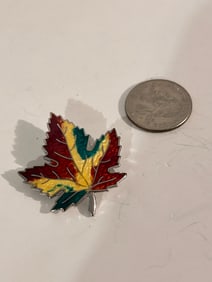 Vintage Sterling Silver enamel leaf Brooch