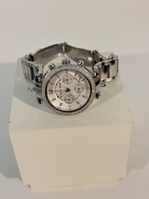 Michael Kors Parker 39mm Steel Silver Dial Crystals Quartz Ladies Watch MK5353 working