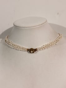 Vintage Faux Pearl 3 strand Necklace Sz 15"