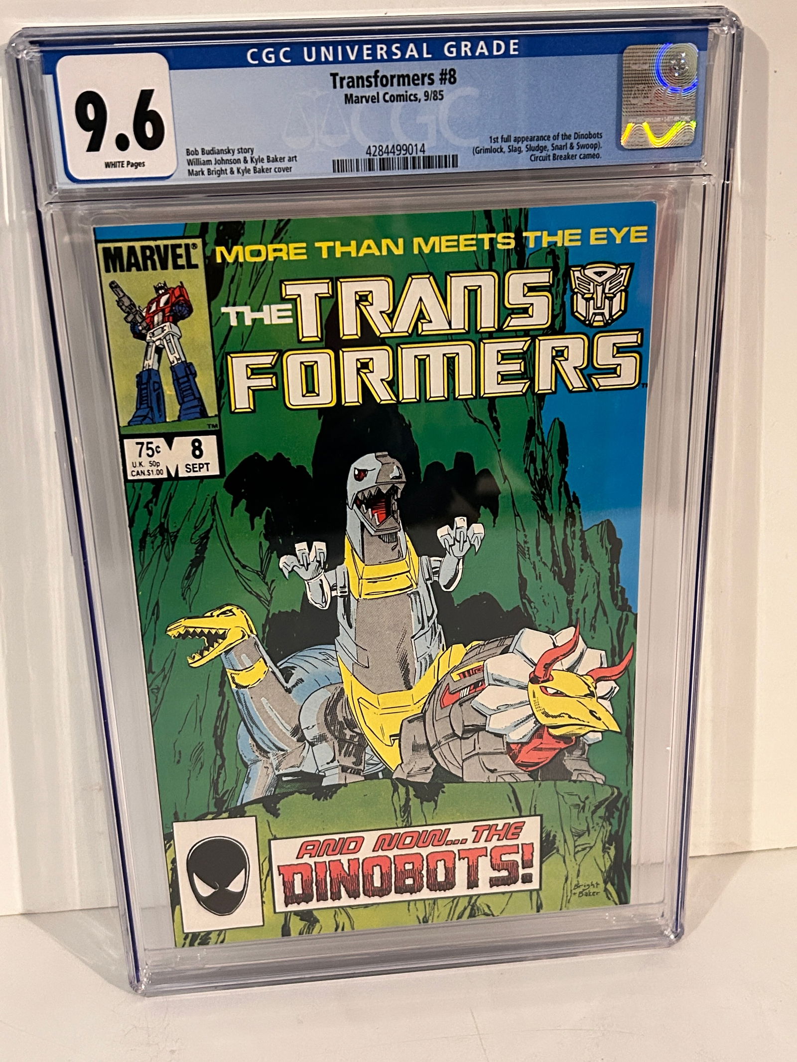 Transformers #8 CGC 9.6 w/ WHITE PAGES from 1985! Marvel 1st app Dinobots (1 of 2)