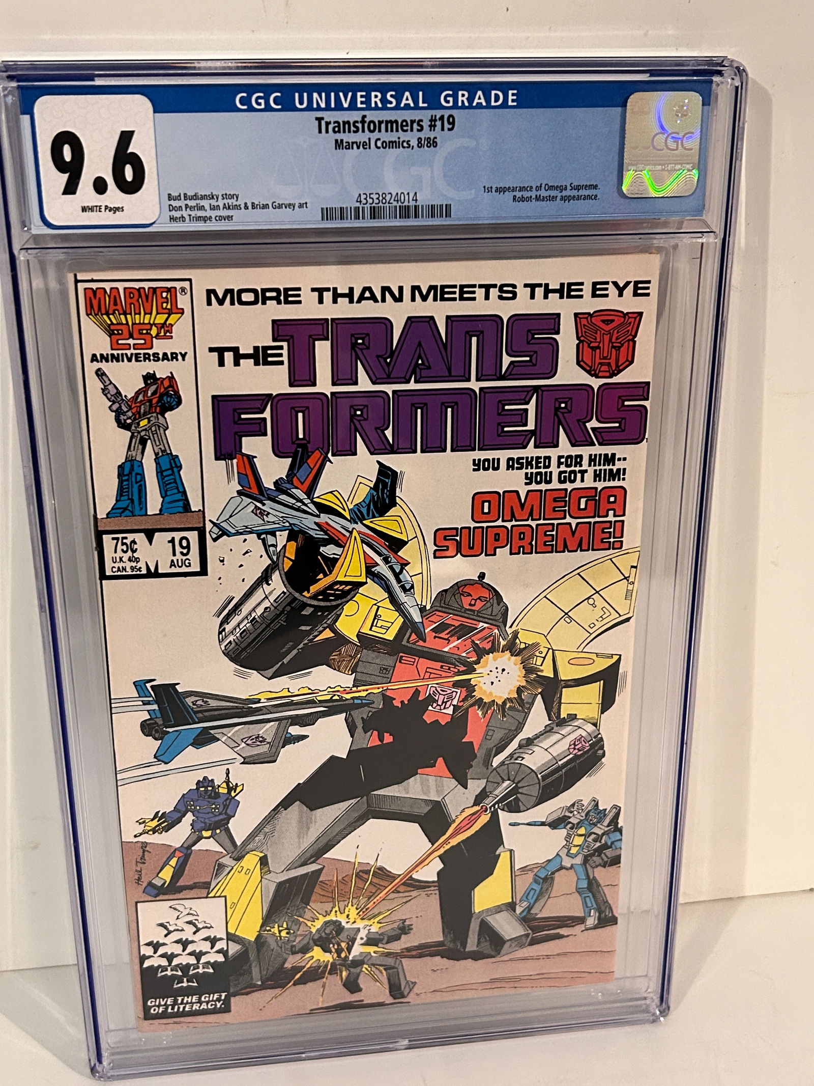 Vintage Comic Book Transformers 19 CGC 9.6 Marvel Comics 1986 1st appearance Omega Supreme (1 of 2)