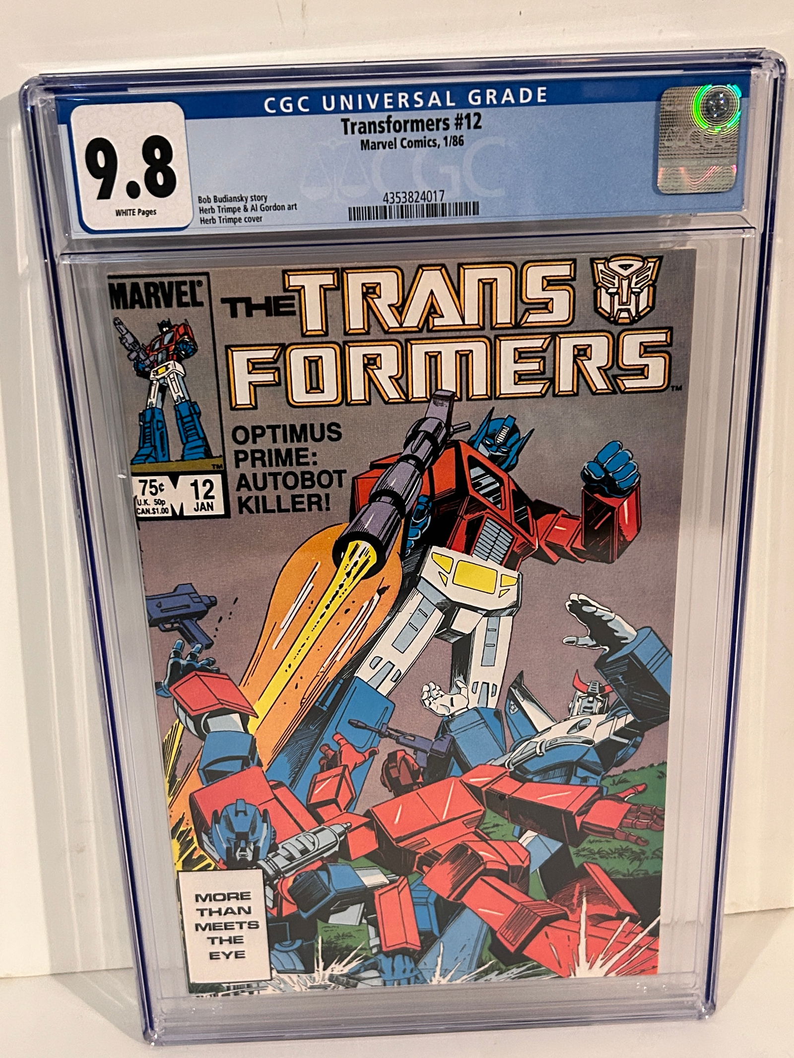 Vintage Comic Book Transformers (1984) #12 CGC 9.8 NM/MT (1 of 2)
