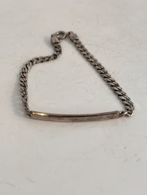Vintage Sterling Silver name plate Bracelet 7"