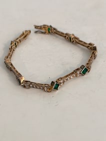 Vintage Sterling Silver rhinestone Bracelet 7 1/2"