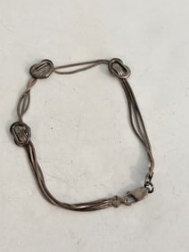 Vintage Sterling Silver 4 strand heart Bracelet 7 1/2"