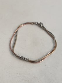 Vintage Sterling Silver 3 strand Bracelet 7 1/2"