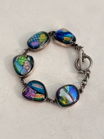 Vintage Sterling Silver Gem stone Bracelet 7 1/2"
