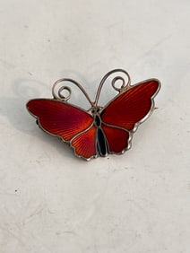 Denmark Sterling Enamel David Anderson Butterfly red Brooch