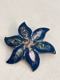Vintage Sterling Silver Taxco Abalone Brooch