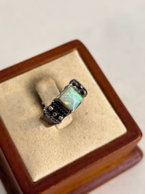 Vintage Sterling Silver Opal Ring Sz 7