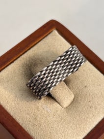 Vintage Sterling Silver Tiffany Style Mesh Ring Sz 6