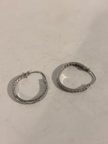 Vintage Sterling Silver rhinestone hoop Earrings