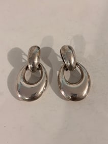 Vintage large Modernist Sterling Silver Earrings