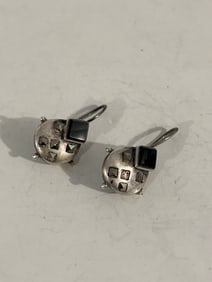 Vintage Sterling Silver marcasite Earrings missing stones