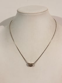 Vintage Sterling Silver heart pendant Necklace Sz 17"