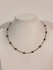 Vintage Sterling Silver Derbyshire bead Necklace Sz 17"