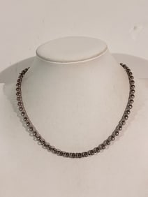 Vintage Sterling Silver double chain Necklace Sz 17"
