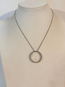 Vintage Sterling Silver Eternity Pendant Necklace Sz 16"