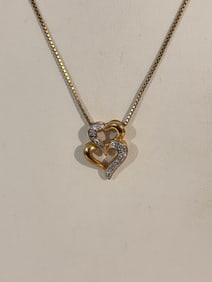 Vintage Vermeal Sterling Silver double heart Necklace Sz 23"