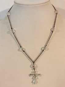 Vintage Sterling Silver cross Necklace Sz 16"