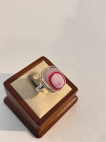 Vintage Sterling Silver tested gem stone Ring Sz 10"