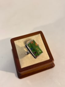 Vintage Sterling Silver Murano Millefori Ring Sz 10
