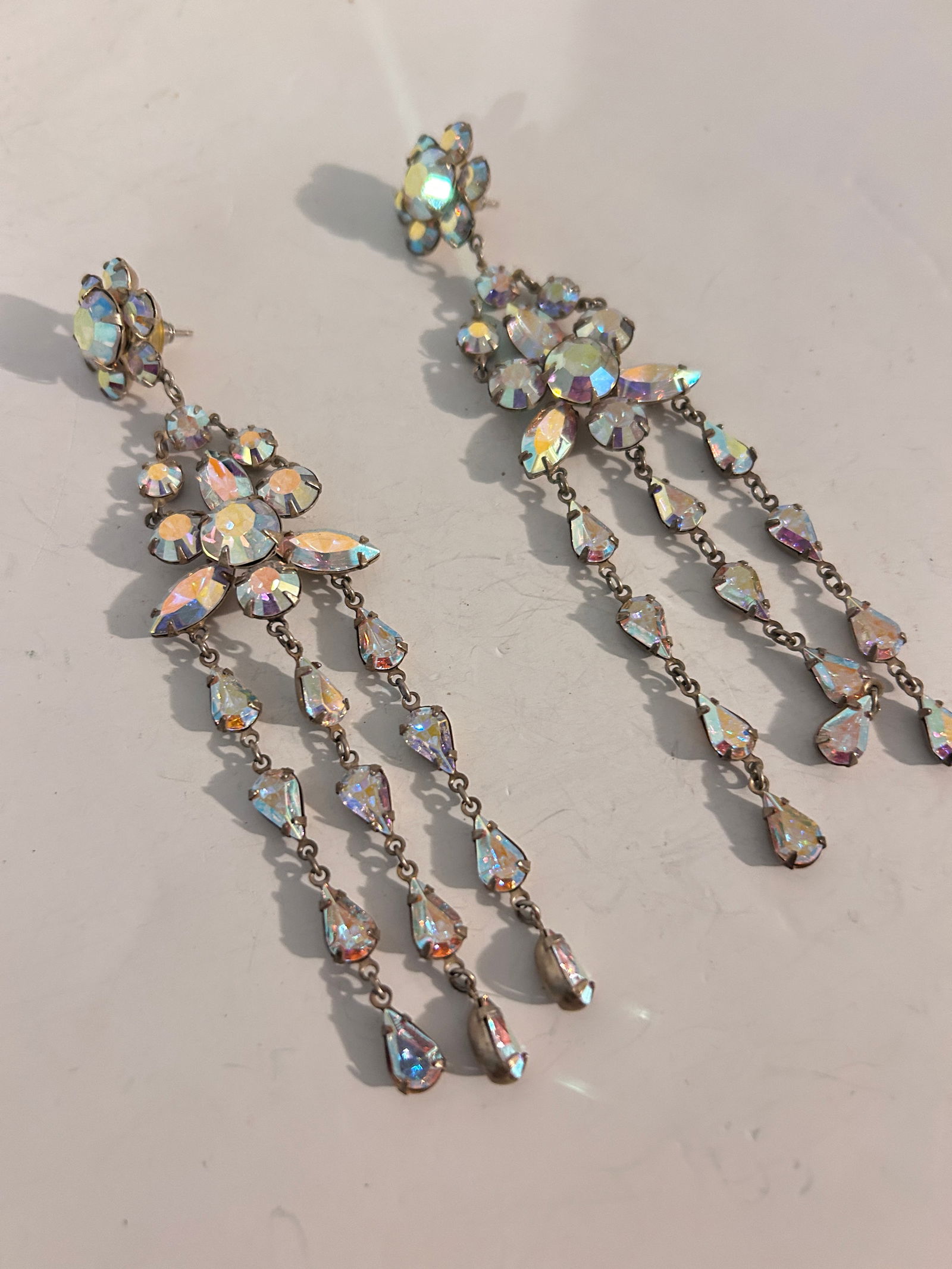Vintage Chandelier crystal old 1940s Elegant Earrings (1 of 4)