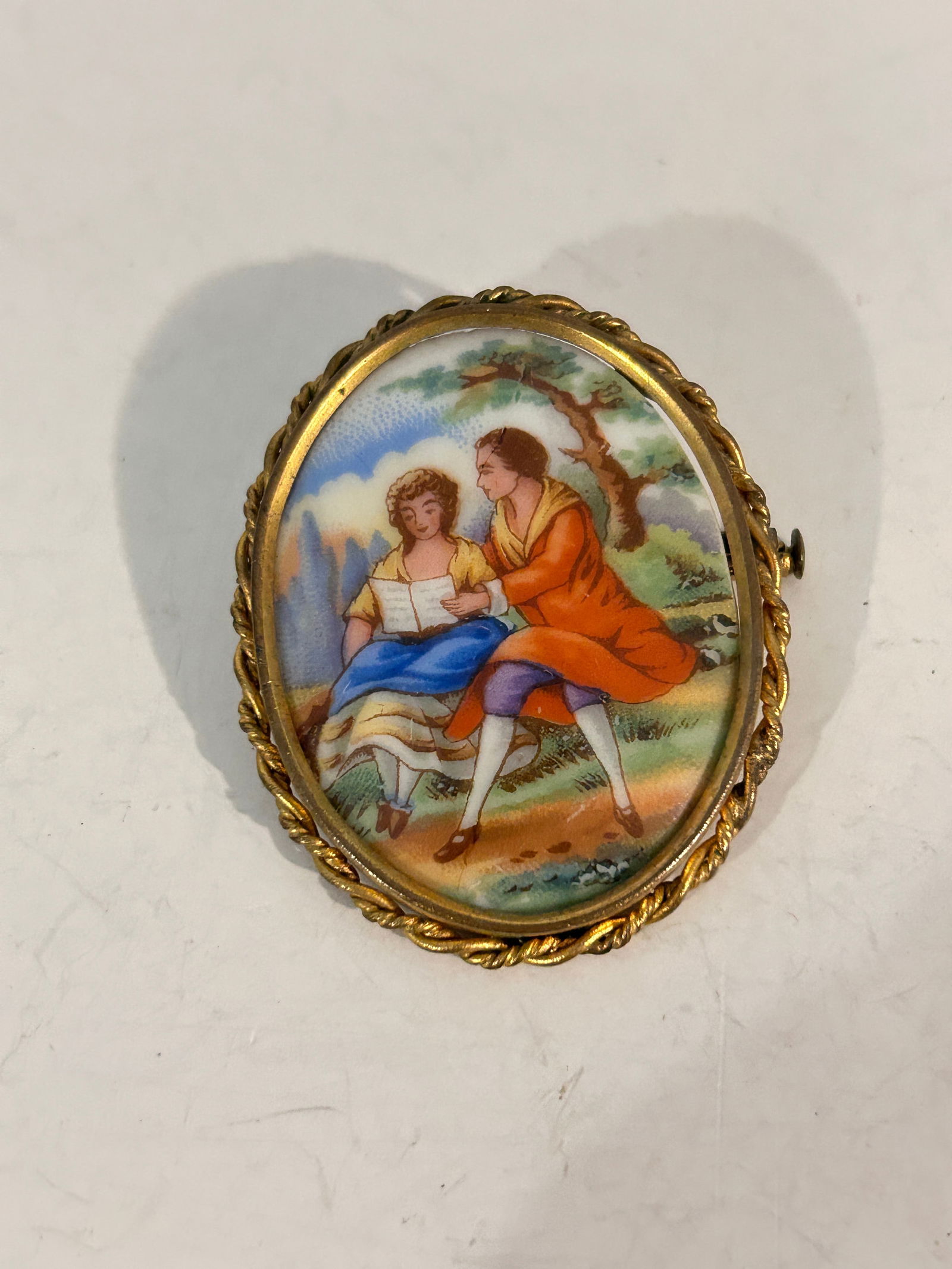 Vintage Limoges Porcelain hand painted Brooch victorian era (1 of 4)