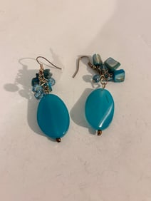 Vintage green glass bead Earrings