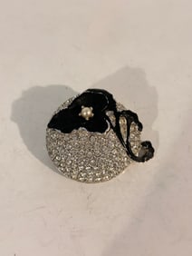Vintage Silver Tone floral rhinestone Brooch missing 1 stone