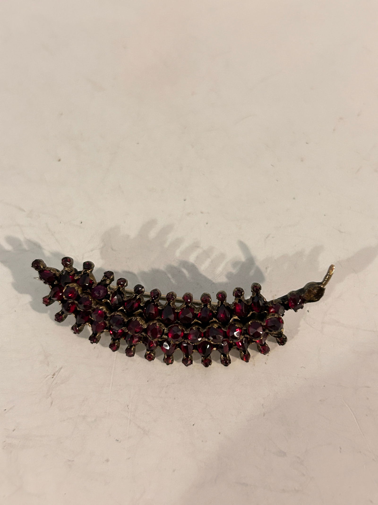 Vintage Ear of Corn red Bohemian garnet stones Brooch (1 of 4)