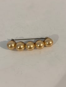 Vintage Gold Tone Faux Pearl Brooch