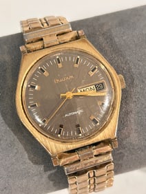 Vintage 1975 Bulova "Golden Clipper" Automatic N5 Gold-Tone Gold Flex Bracelet working band might