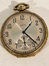 Elgin Art Deco Pocket Watch Size 12 Fifteen Jewels Running Condition
